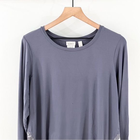 Logo By Lori Goldstein Rayon 230 Knit Tunic With Burnout Velvet Size Large - Picture 3 of 6